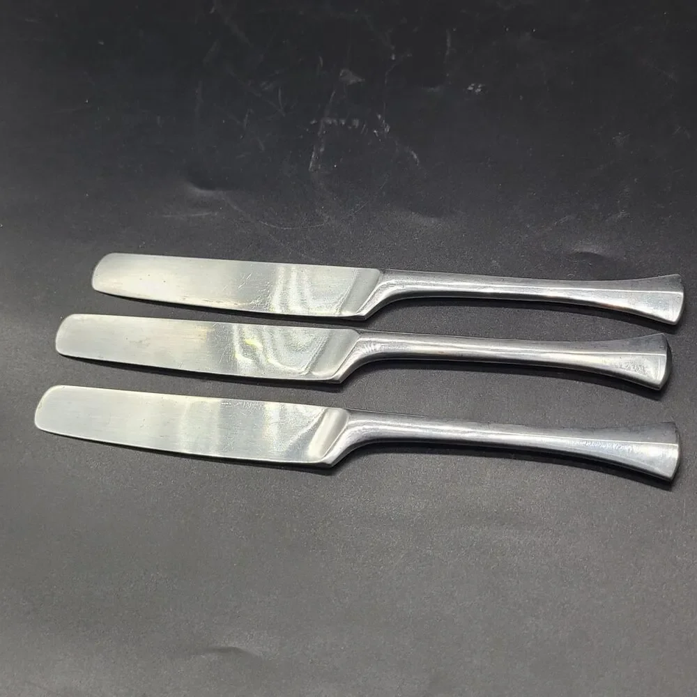 3 Dinner Knives Dansk Designs France IHQ THISTLE Stainless Flatware Knifes 8.5